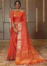 Load image into Gallery viewer, Pumpkin Orange Woven Soft Banarasi Silk Saree