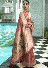 Load image into Gallery viewer, Bronze Brown Zari Woven Tussar Silk Saree having Paithani Design Pallu