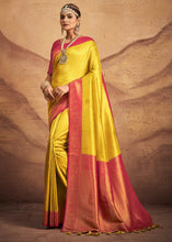 Load image into Gallery viewer, Titanium Yellow Zari Woven Silk Saree
