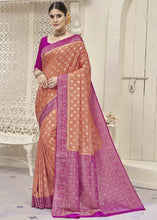Load image into Gallery viewer, Sea Pink Zari Woven Georgette Saree with Overall Butti work