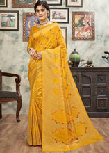 Load image into Gallery viewer, Mustard Yellow Sequence Zari Weaving Soft Silk Saree