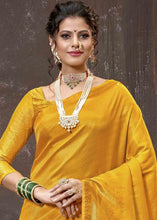 Load image into Gallery viewer, Tuscany Yellow Zari Woven Tissue Kanjivaram Silk Saree