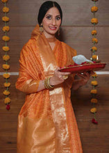 Load image into Gallery viewer, Reddish Orange Woven Soft Banarasi Silk Saree