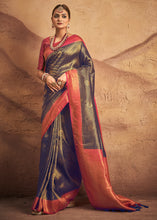Load image into Gallery viewer, Shades Of Blue Zari Woven Silk Saree