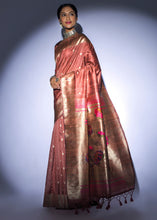 Load image into Gallery viewer, Copper Brown Zari Woven Paithani Tussar Silk Saree