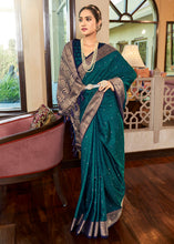 Load image into Gallery viewer, Prussian Blue Woven Two Tone Soft Silk Saree