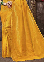 Load image into Gallery viewer, Tuscany Yellow Zari Woven Tissue Kanjivaram Silk Saree