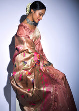 Load image into Gallery viewer, Copper Brown Zari Woven Paithani Tussar Silk Saree