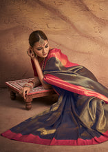 Load image into Gallery viewer, Shades Of Blue Zari Woven Silk Saree