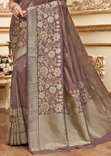 Load image into Gallery viewer, Rosy Brown Designer Floral Zari Woven Banarasi Silk Saree