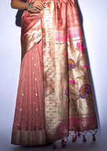 Load image into Gallery viewer, Copper Brown Zari Woven Paithani Tussar Silk Saree
