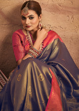 Load image into Gallery viewer, Shades Of Blue Zari Woven Silk Saree