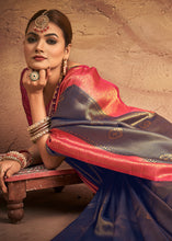 Load image into Gallery viewer, Shades Of Blue Zari Woven Silk Saree
