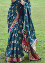 Load image into Gallery viewer, Dark Teal Green Zari Woven Tussar Silk Saree with Designer Pallu