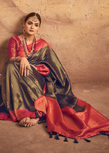 Load image into Gallery viewer, Shades Of Blue Zari Woven Silk Saree