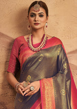 Load image into Gallery viewer, Shades Of Blue Zari Woven Silk Saree