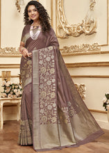 Load image into Gallery viewer, Rosy Brown Designer Floral Zari Woven Banarasi Silk Saree