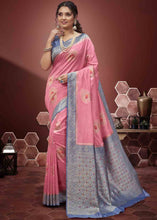 Load image into Gallery viewer, Carmine Pink Zari Woven Silk Saree with Contrast Pallu &amp; Border