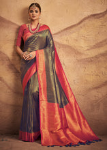 Load image into Gallery viewer, Shades Of Blue Zari Woven Silk Saree