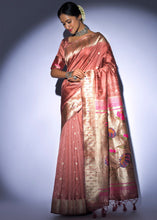 Load image into Gallery viewer, Copper Brown Zari Woven Paithani Tussar Silk Saree