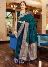 Load image into Gallery viewer, Prussian Blue Woven Two Tone Soft Silk Saree