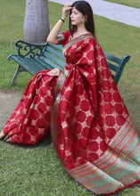 Load image into Gallery viewer, Candy Red Zari Woven Tussar Silk Saree with Designer Pallu