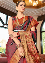 Load image into Gallery viewer, Rose Red Woven Two Tone Soft Silk Saree