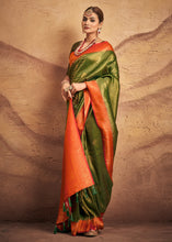 Load image into Gallery viewer, Moss Green Zari Woven Silk Saree