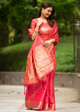 Load image into Gallery viewer, Cerise Pink Self Weaving Banarasi Silk Saree with Zari Border &amp; Pallu