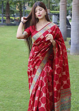 Load image into Gallery viewer, Candy Red Zari Woven Tussar Silk Saree with Designer Pallu