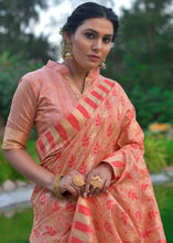Load image into Gallery viewer, Pinkish Red Zari Woven Floral Tussar Silk Saree