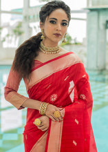 Load image into Gallery viewer, Crimson Red Zari Woven Tussar Silk Saree