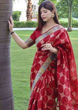 Load image into Gallery viewer, Candy Red Zari Woven Tussar Silk Saree with Designer Pallu