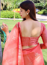 Load image into Gallery viewer, Rouge Pink Zari Woven Linen Silk Saree