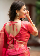 Load image into Gallery viewer, Cerise Pink Self Weaving Banarasi Silk Saree with Zari Border &amp; Pallu