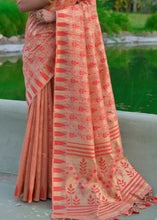 Load image into Gallery viewer, Pinkish Red Zari Woven Floral Tussar Silk Saree