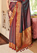 Load image into Gallery viewer, Rose Red Woven Two Tone Soft Silk Saree