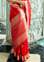 Load image into Gallery viewer, Crimson Red Zari Woven Tussar Silk Saree