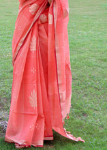 Load image into Gallery viewer, Rouge Pink Zari Woven Linen Silk Saree