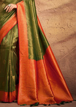 Load image into Gallery viewer, Moss Green Zari Woven Silk Saree