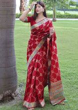 Load image into Gallery viewer, Candy Red Zari Woven Tussar Silk Saree with Designer Pallu