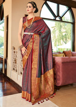 Load image into Gallery viewer, Rose Red Woven Two Tone Soft Silk Saree