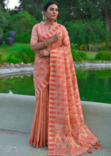 Load image into Gallery viewer, Pinkish Red Zari Woven Floral Tussar Silk Saree