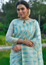 Load image into Gallery viewer, Baby Blue Zari Woven Floral Tussar Silk Saree