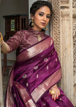 Load image into Gallery viewer, Lollipop Purple Zari Woven Tussar Silk Saree