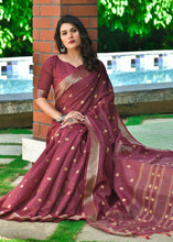 Load image into Gallery viewer, Mulberry Purple Woven Cotton Saree with Butti Overall