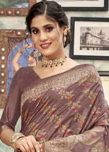 Load image into Gallery viewer, Viola Purple Sequence Zari Weaving Soft Silk Saree