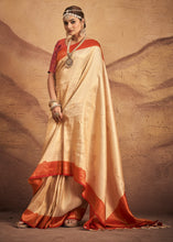 Load image into Gallery viewer, Ivory White Zari Woven Silk Saree