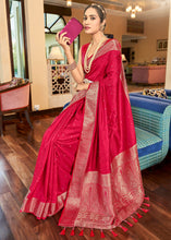 Load image into Gallery viewer, Strawberry Pink Woven Two Tone Soft Silk Saree