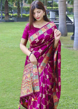 Load image into Gallery viewer, Magenta Purple Zari Woven Tussar Silk Saree with Designer Pallu